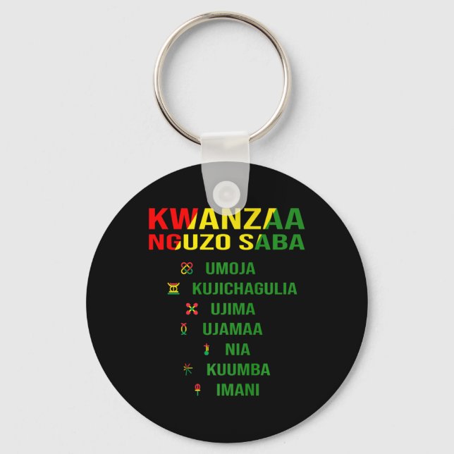 Kwanzaa - Swahili For The Seven Principles  Key Ring (Front)