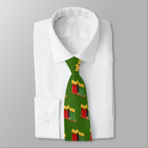 Kwanzaa Ties Red Green Black 7 Candles Patterns