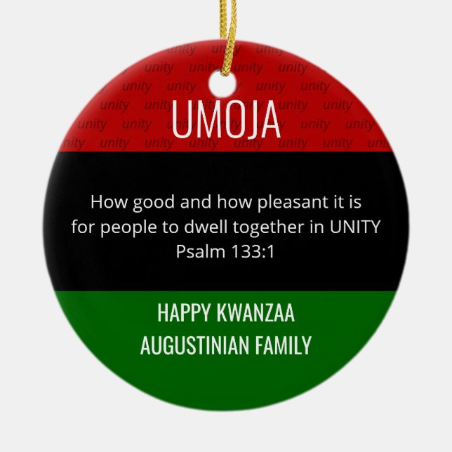 Kwanzaa UMOJA Ceramic Tree Decoration (Front)