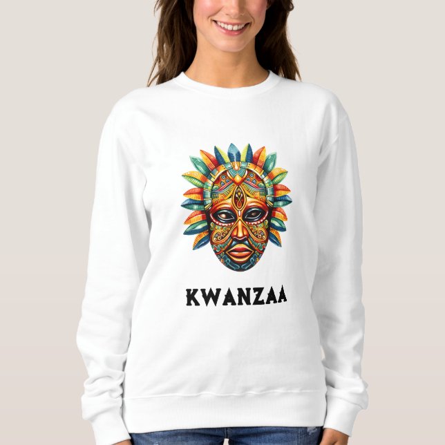 Kwanzaa Women's African Mask Sweatshirt (Front)