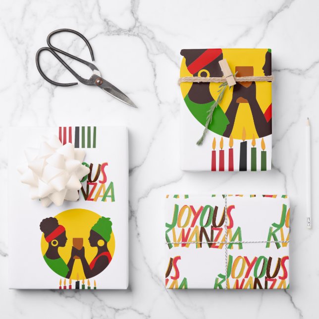 Kwanzaa Wrapping Paper Sheets (Set of 3 Sheets) (Front)