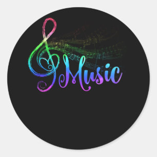 ky Colorful Music Treble Clef Musical Note Classic Round Sticker