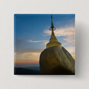 Kyaiktiyo Pagoda at Sunset 15 Cm Square Badge