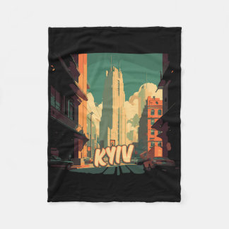 Kyiv Retro Ukraine Vintage Kyivan Traveling Travel Fleece Blanket