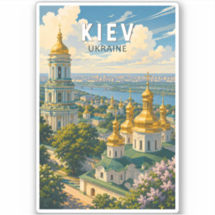 Kyiv Ukraine Illustration Travel Art Vintage