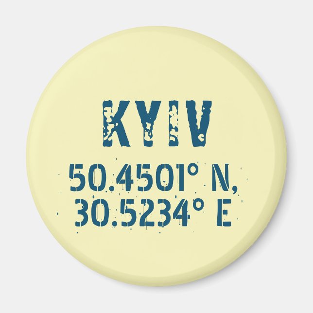 Kyiv Ukraine Latitude & Longitude Distressed  Magnet (Front)