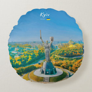 Kyiv, Ukraine - Mother Ukraine Monument Round Cushion