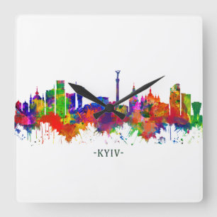 Kyiv Ukraine Skyline Square Wall Clock