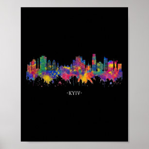 Kyiv Ukraine Watercolor Souvenir Sky Line  Poster