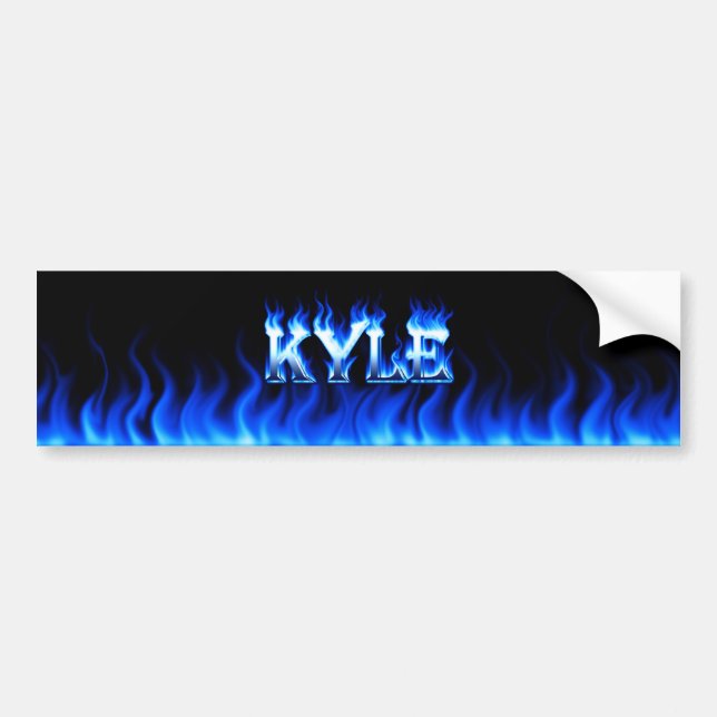 Kyle blue fire and flames bumper sticker design. (Front)