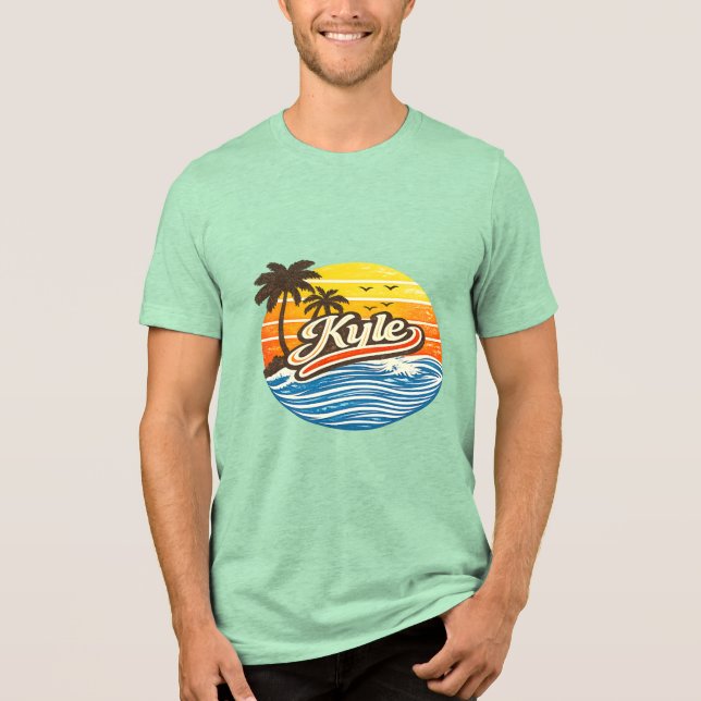 Kyle Retro Sunset Name Design Tri-Blend Shirt (Front)