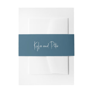 Kylee Blue Traditional Elegant Wedding Invitation Belly Band