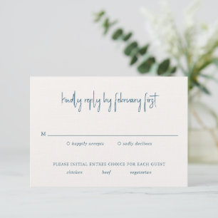 Kylee Blue Traditional Elegant Wedding RSVP Card