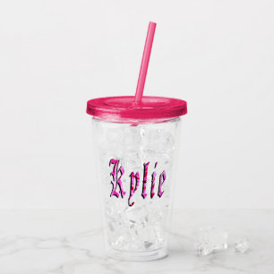 "Kylie" Floral Pink Kylie Name, Acrylic Tumbler