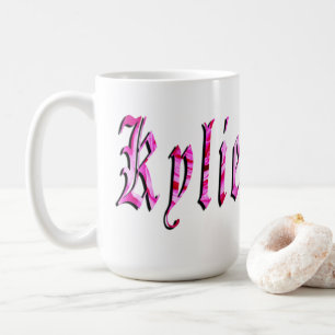 "Kylie" Floral Pink Kylie Name, Coffee Mug