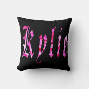 Kylie, Name,  Logo, Black Throw Cushion. Cushion