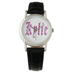 Kylie, Name, Logo, Ladies Black Leather Watch. Watch