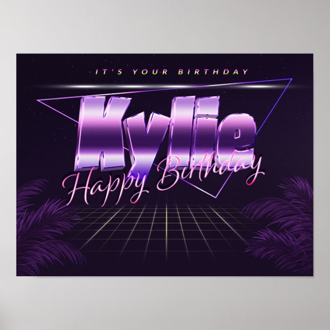 Kylie Name Vorname lila retro Poster Geburtstag (Front)