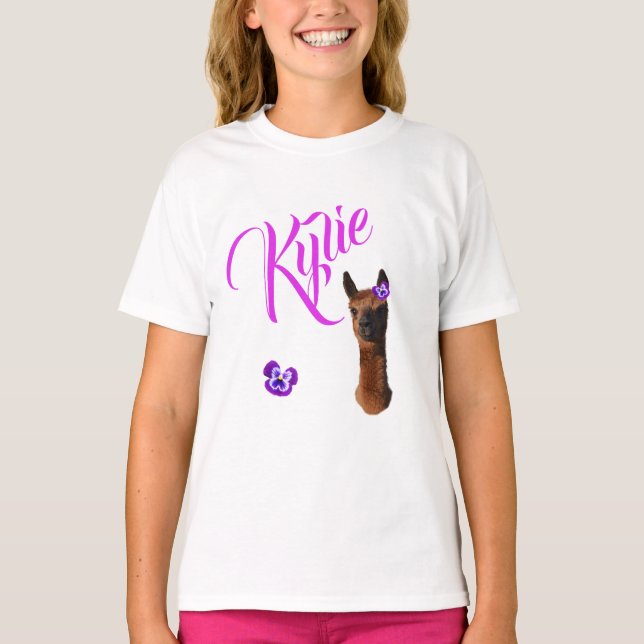 Kylie, Name With Young Alpaca, T-Shirt (Front)