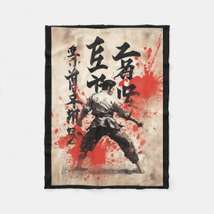 Kyokushin Karate Japanese Calligraphy Martial Arts Fleece Blanket