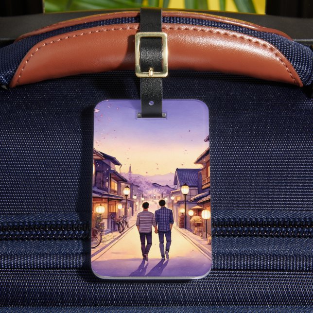 Kyoto Boyfriends at Dusk Luggage Tag (Front Insitu 2)