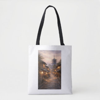 Kyoto Dusk Tote – Japanese Watercolor Zen Street Bag