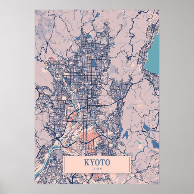 Kyoto - Japan Breezy City Map  Poster (Front)