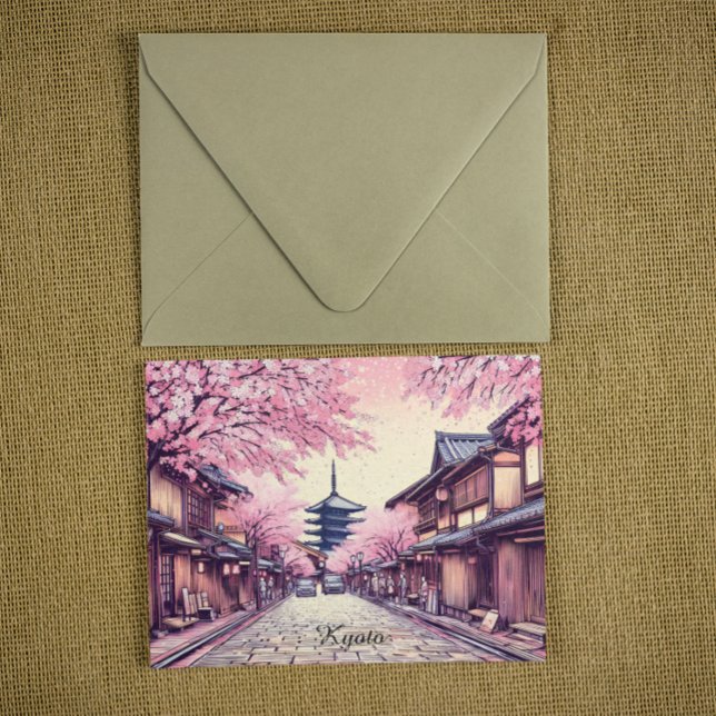 Kyoto Japan Cherry Blossom Landscape Postcard (Floral Kyoto Japan Cherry Blossom Landscape Postcard)