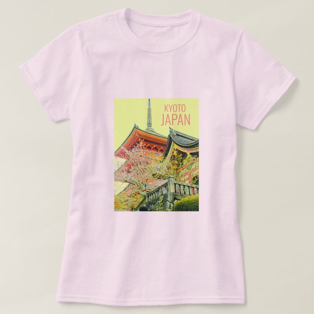 Kyoto Japan cherry blossom shrine travel T-Shirt (Design Front)
