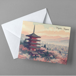 Kyoto Japan Cherry Blossom Temple Art – Sapura Postcard