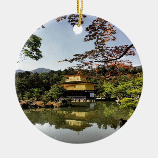 Kyoto Japan Goldentemple Temple Kinkaku-Ji Ceramic Tree Decoration (Front)