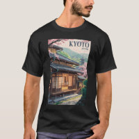 Kyoto Japan House Illustration Travel Art Vintage