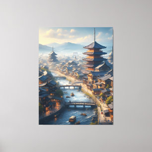 Kyoto Japan Landscape Travel Vintage Canvas Print