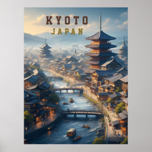 Kyoto Japan Landscape Travel Vintage Poster