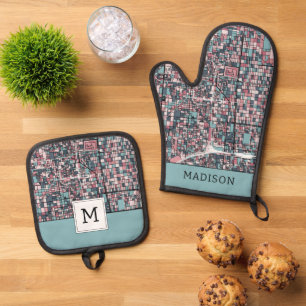 Kyoto Japan Map Oven Mitt & Pot Holder Set