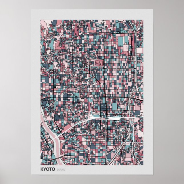 Kyoto Japan Map Poster (Front)