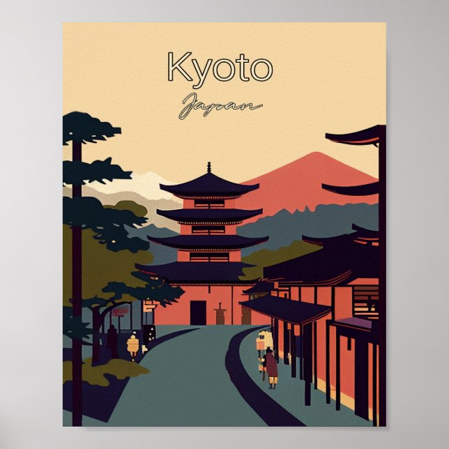 Kyoto Japan Minimalist Vintage Trave Poster (Front)