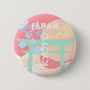 Kyoto Japan Pastel Travel Art 6 Cm Round Badge