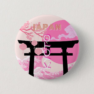 Kyoto Japan Pink Travel Art 6 Cm Round Badge
