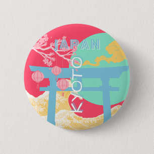 Kyoto Japan Retro Travel Art 6 Cm Round Badge