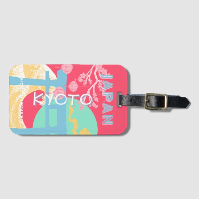 Kyoto Japan Retro Travel Art Luggage Tag (Front Horizontal)