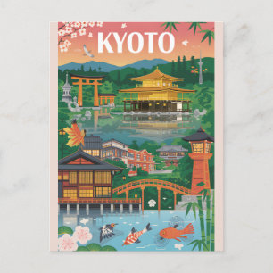 Kyoto Japan Retro Travel Poster Vintage Art Holiday Postcard