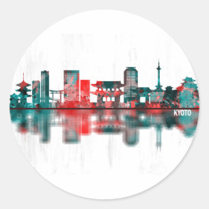 Kyoto Japan Skyline Classic Round Sticker