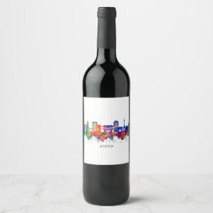 Kyoto Japan Skyline Wine Label