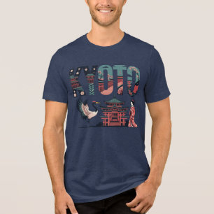 Kyoto Japan T-Shirt – Vintage Travel Poster Style  Tri-Blend Shirt