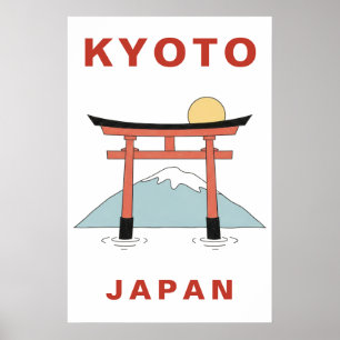 Kyoto Japan Torii Gate Art Minimalist Travel Poster