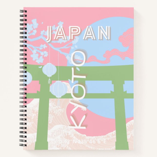 Kyoto Japan Travel Art, Pastel Travel Art Notebook (Front)