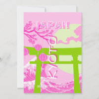 Kyoto Japan Travel Art, Pink Travel Art
