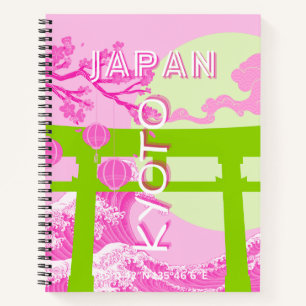 Kyoto Japan Travel Art, Pink Travel Art Notebook