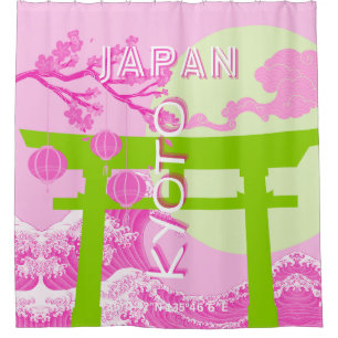 Kyoto Japan Travel Art, Pink Travel Art Shower Curtain